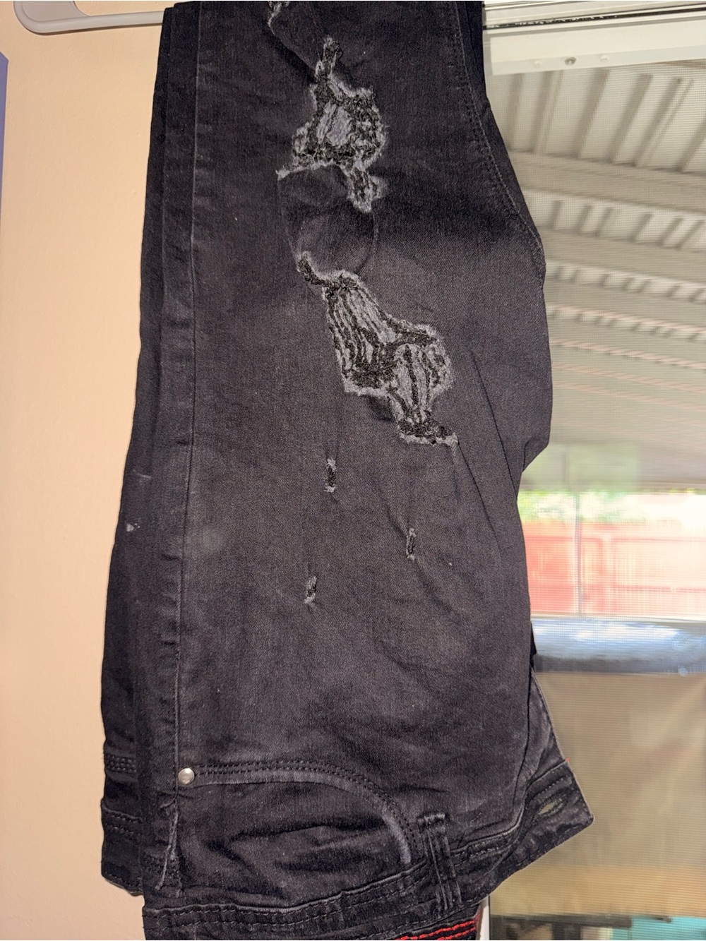 Revolution Black Jeans with Red Topstitching